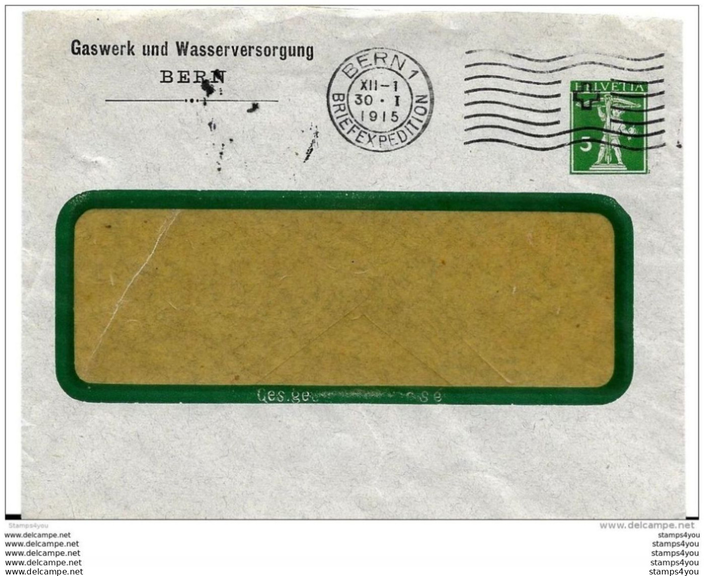 21-6 - Entier Postal Privé "Gaswerk Und Wasserversorgung Bern" 1915 - Enteros Postales
