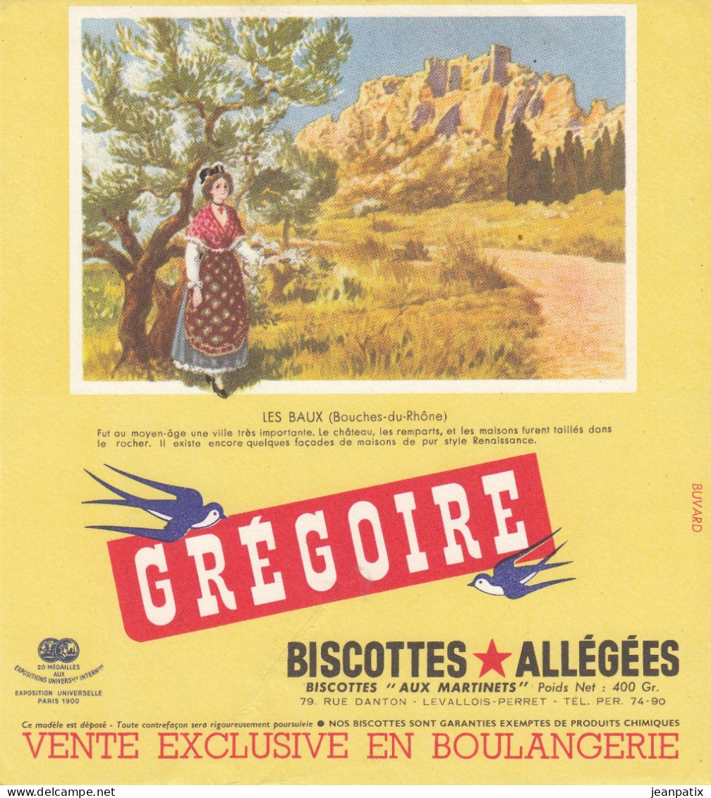 BUVARD & BLOTTER - Biscottes Grégoire -  LES BAUX (Bouches Du Rhône) - Autres & Non Classés