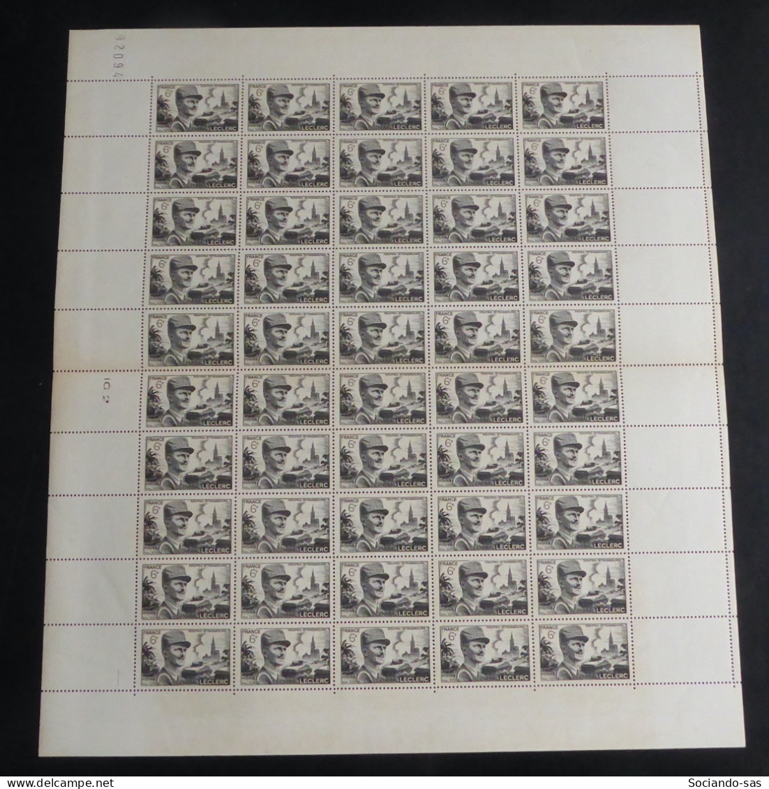 FRANCE - 1948 - N°YT. 815 - Général Leclerc - Feuille Complète - Neuf Luxe ** / MNH - Full Sheets