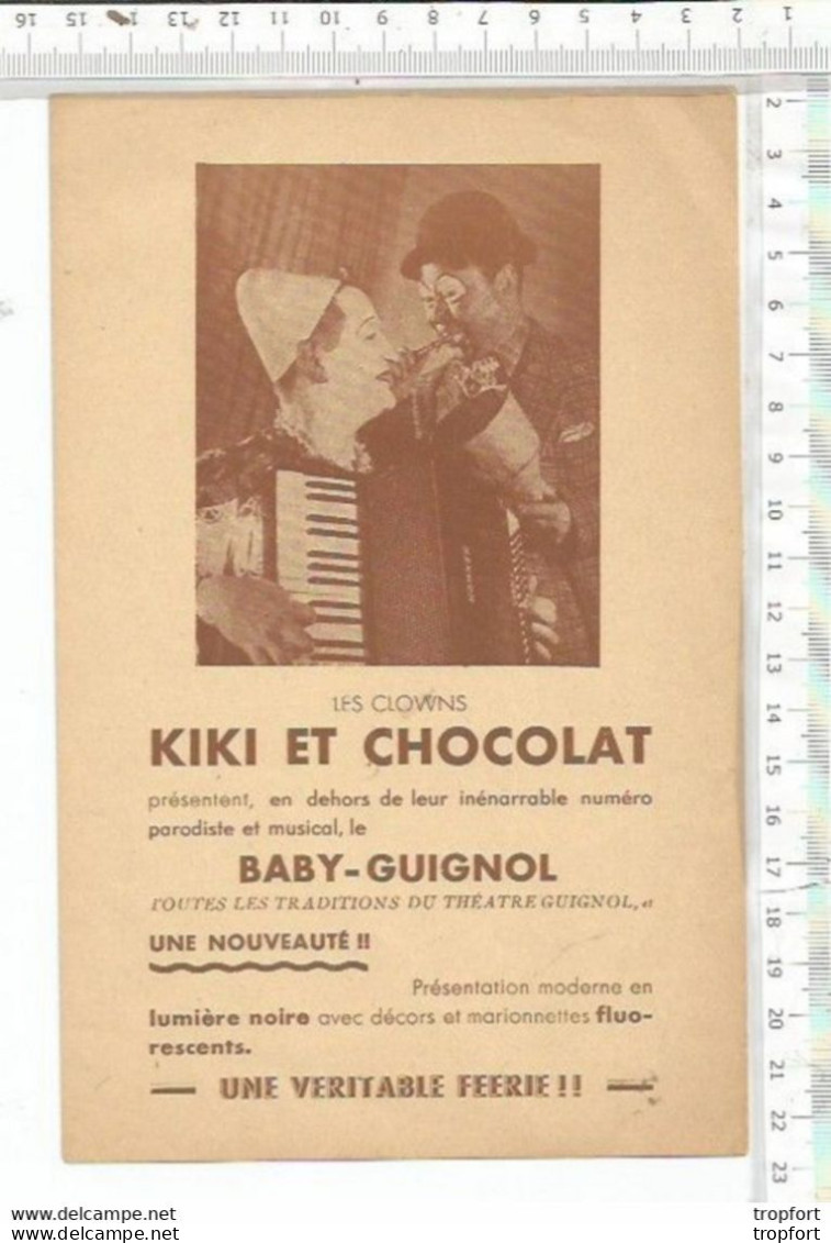 PO / FEUILLET PUBLICITAIRE Ancien CIRQUE CLOWN PO / FEUILLET PUBLICITAIRE Ancien KIKI Et CHOCOLAT CLOWNS // Baby Guignol - Pubblicitari