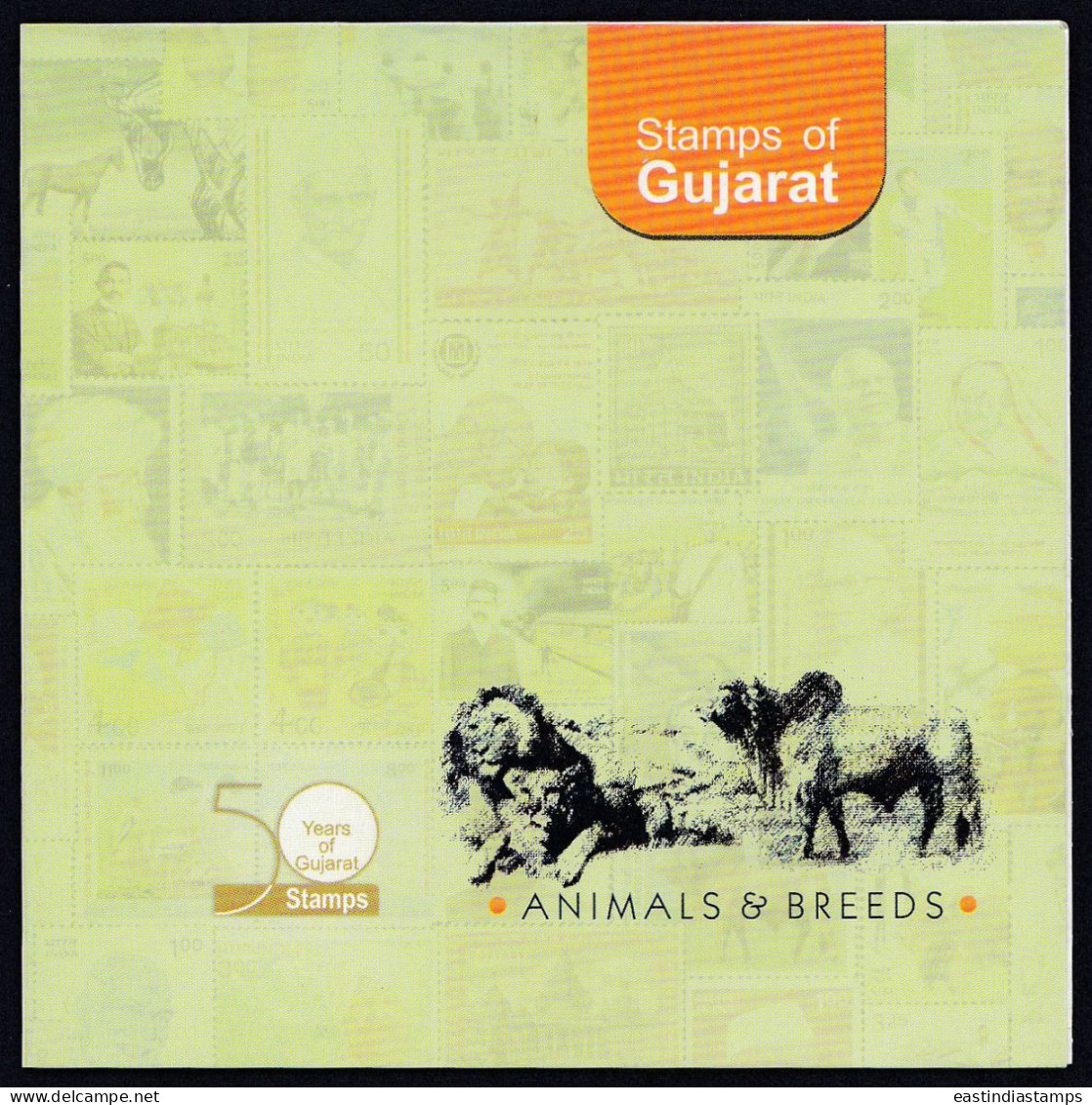 Inde India 2009 Mint Stamp Booklet Stamps Of Gujarat, Animals, Gir Lion, Gaur Buffalo, Wildlife, Wild Life - Andere & Zonder Classificatie