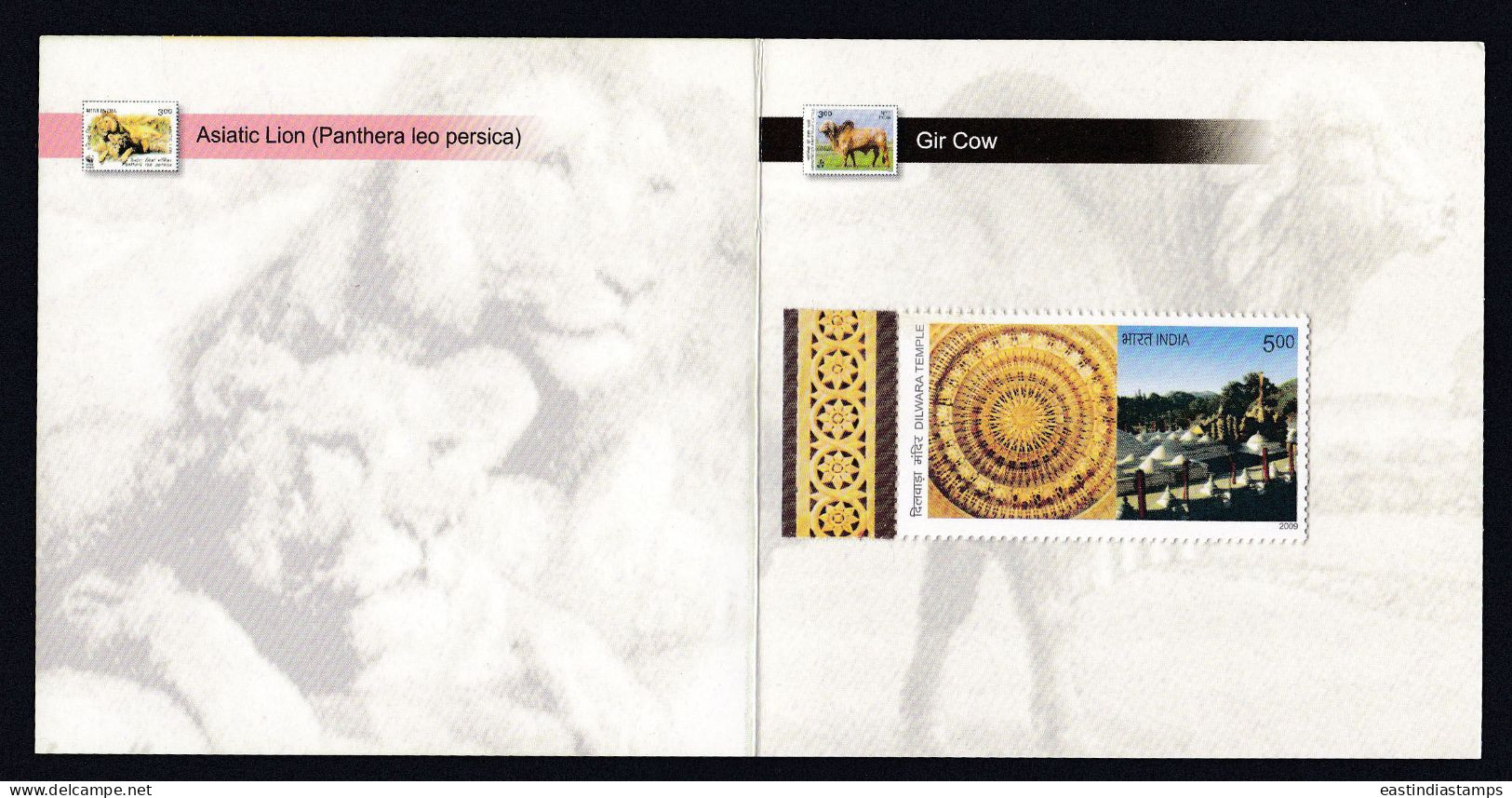 Inde India 2009 Mint Stamp Booklet Stamps Of Gujarat, Animals, Gir Lion, Gaur Buffalo, Wildlife, Wild Life - Other & Unclassified