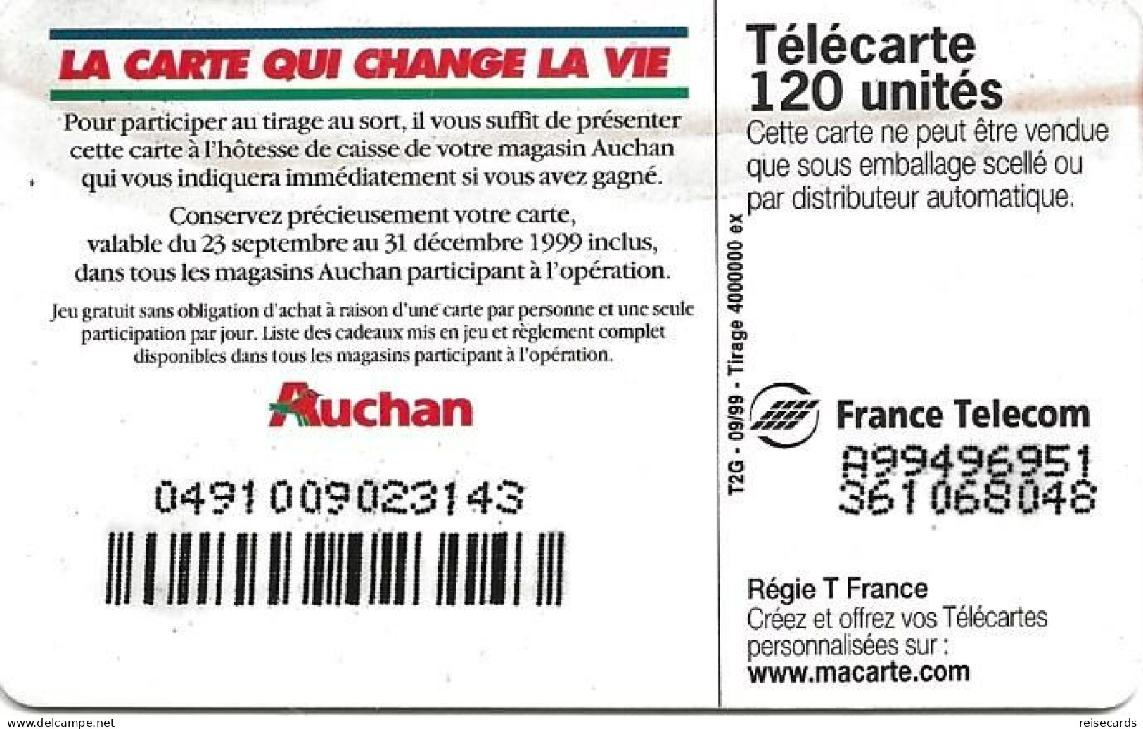 France: France Telecom 09/99 F1013 Auchan - 1999