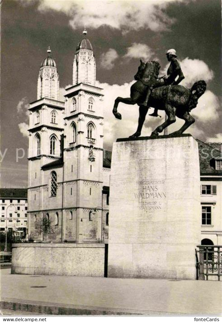 12672402 Zuerich ZH Waldmanndenkmal Und Grossmuenster Zuerich - Otros & Sin Clasificación