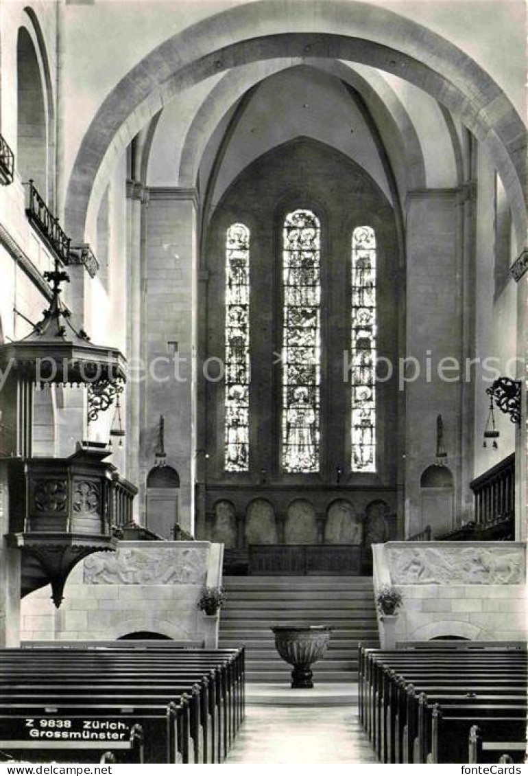 12672401 Zuerich ZH Grossmuenster Innenansicht Kanzel Kirchenfenster Zuerich - Autres & Non Classés