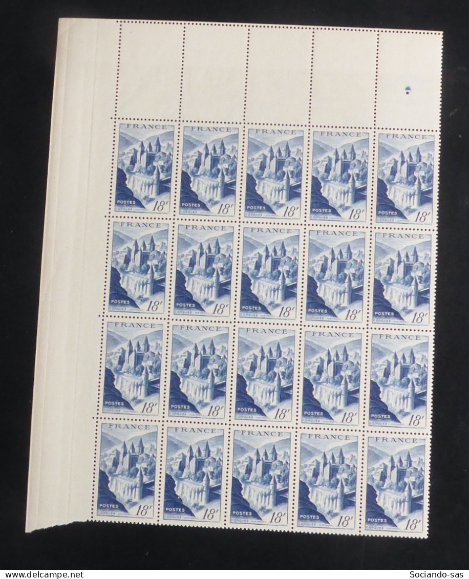 FRANCE - 1948 - N°YT. 805 - Conques - Bloc De 20 Bord De Feuille - Neuf Luxe ** / MNH - Unused Stamps
