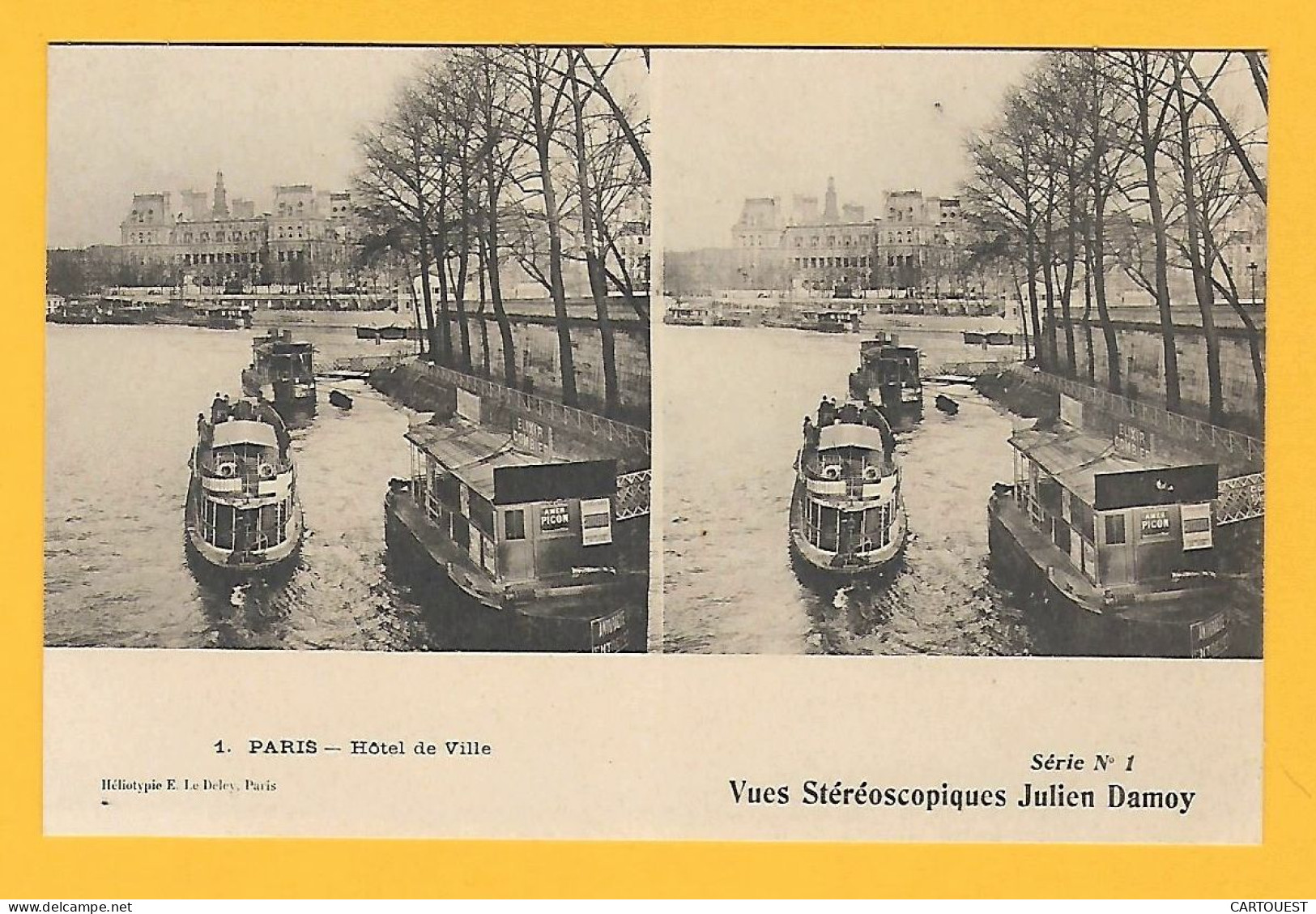 CPA PARIS Hôtel De Ville - Vues Stéréoscopiques Julien Damoy ( Péniche ) - Estereoscópicas