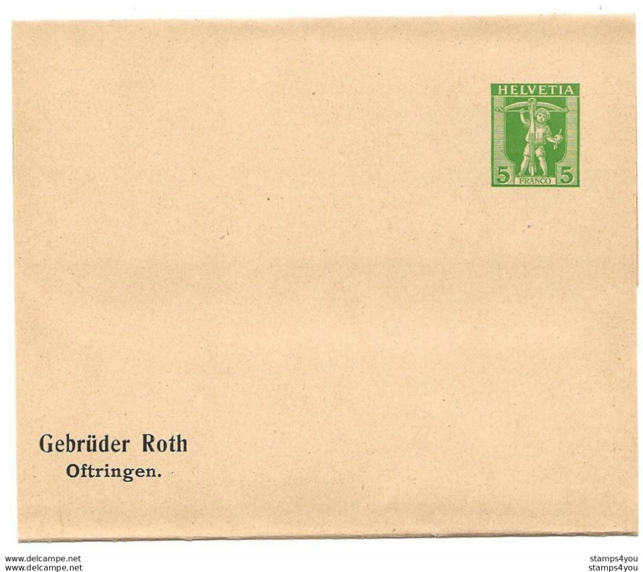 292 - 87 - Entier Postal Privé Neuf   Bande Pour Journal "Gebrüder Roth Oftringen" - Entiers Postaux