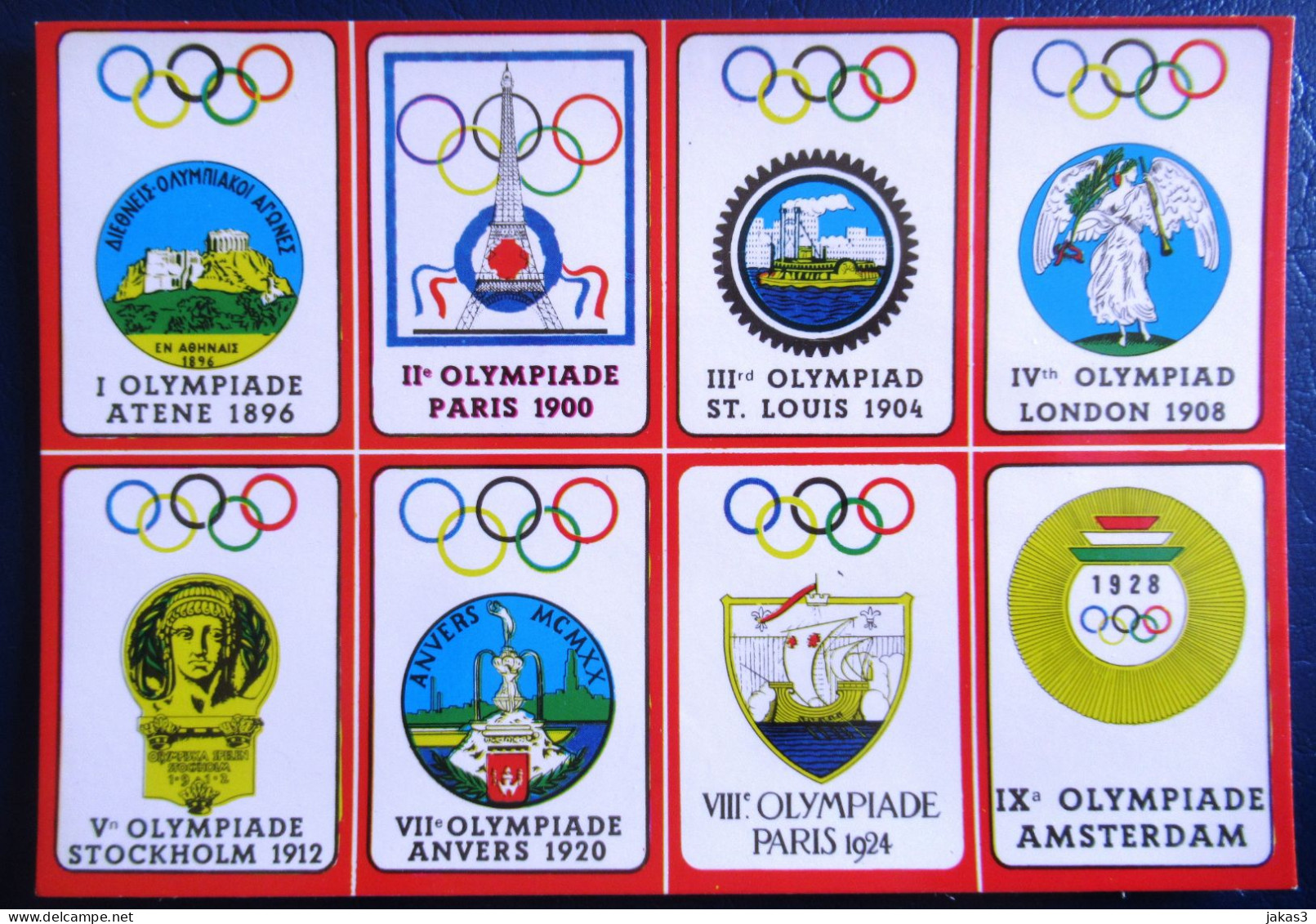 CPM CARTE POSTALE LES SYMBOLES DES JEUX  OLYMPIQUES DE 1896 A 1928 - Giochi Olimpici