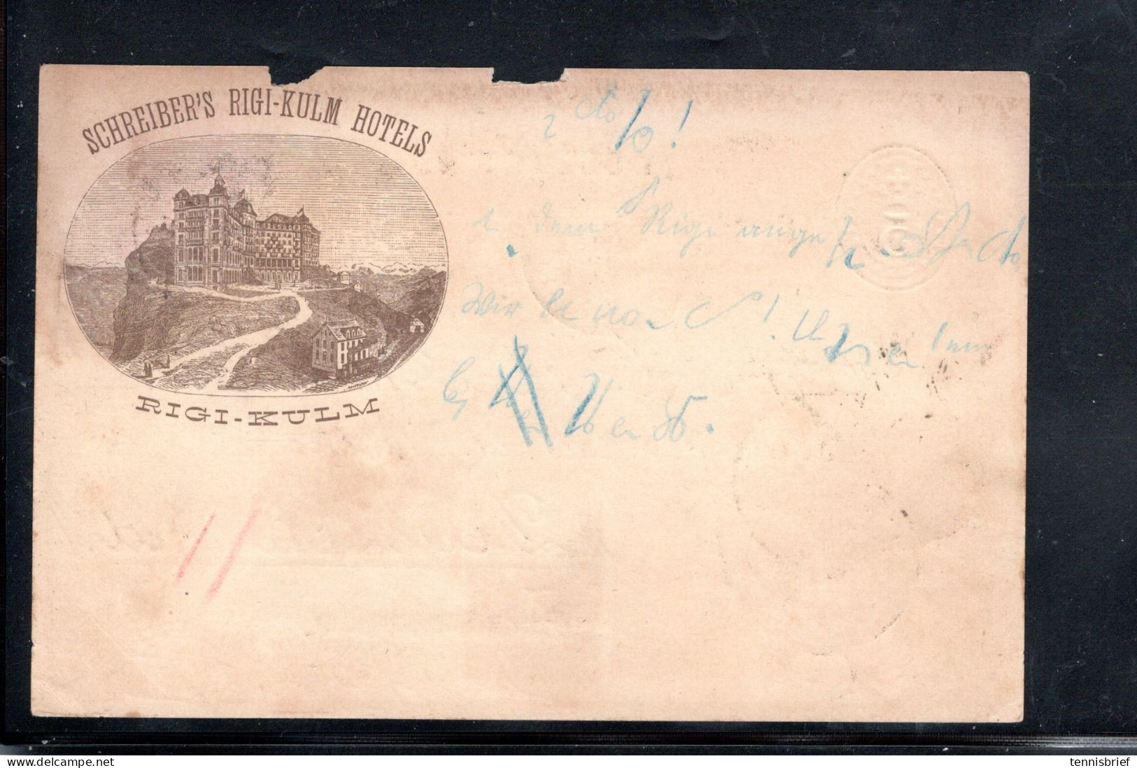 1886 , Privat Zudruck  " Hotel Rigi Kulm "auf GA 5 Rp. , Zusatzfr 5 Rp. , Klar Gest. " RIGI-KULM  " Nach D.   #180 - Storia Postale