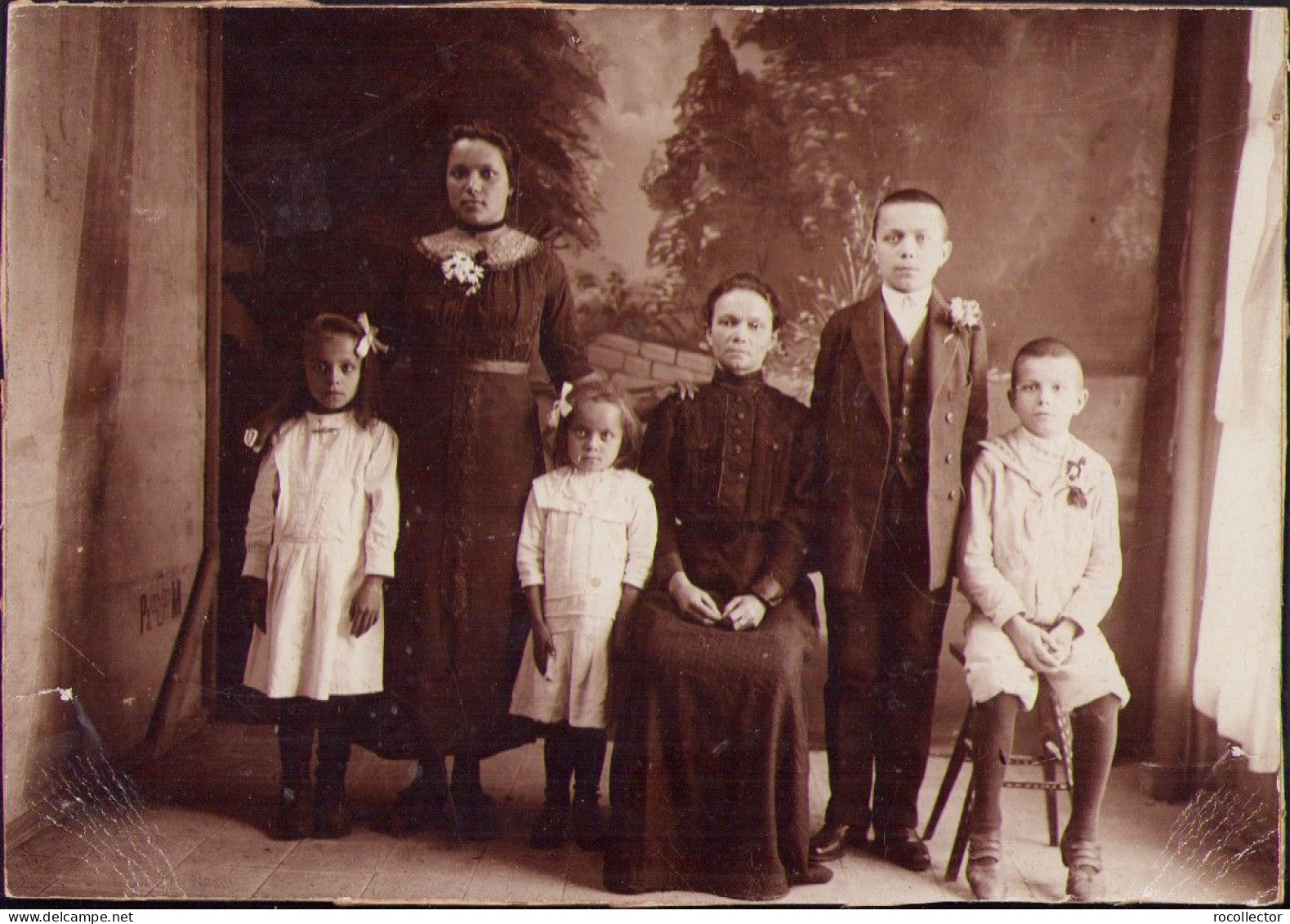 Woman With 5 Children Photo 1916 Banffyhunyad Erdely A2466N - Personas Anónimos