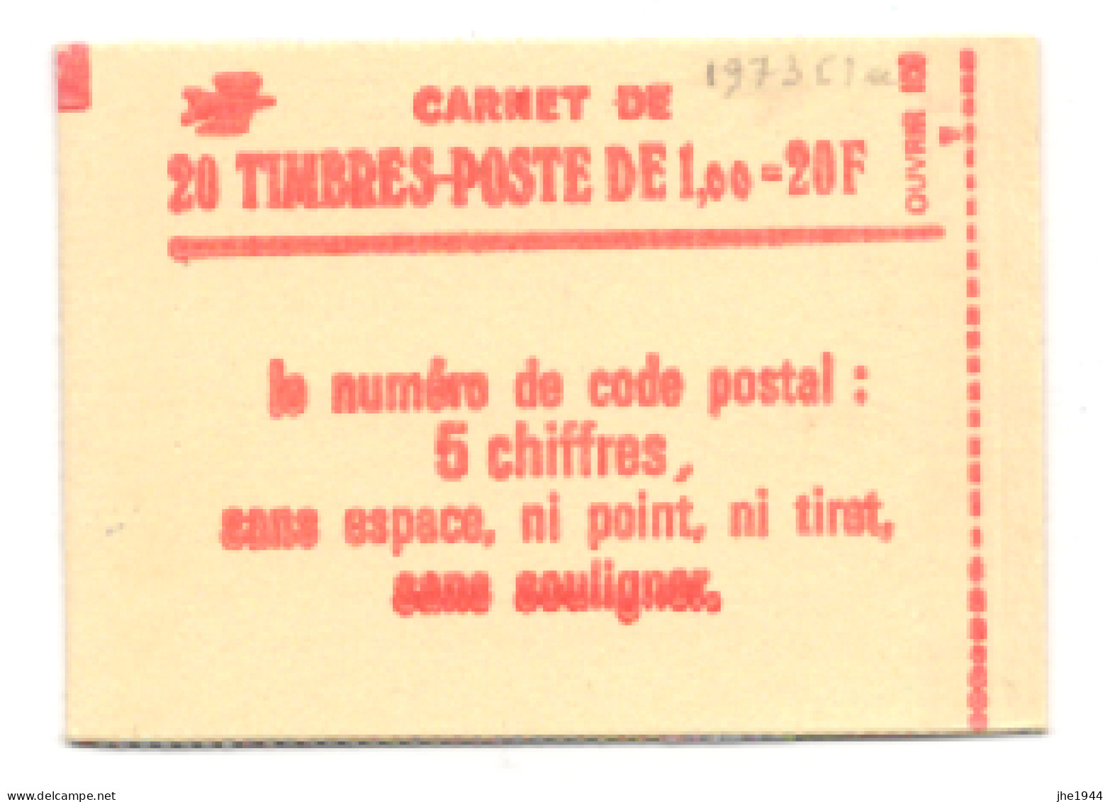 France Carnet N° 1973-C1a ** Conf. 8 Gomme Mate - Other & Unclassified