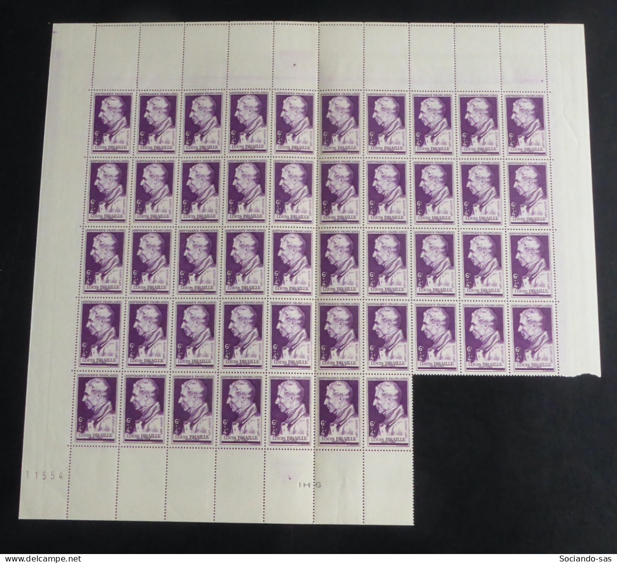 FRANCE - 1948 - N°YT. 793 - Braille - Bloc De 47 Bord De Feuille - Neuf Luxe ** / MNH - Unused Stamps