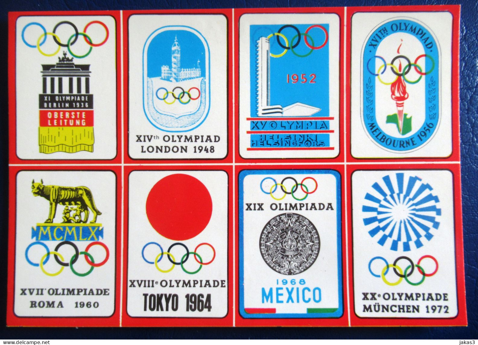 CPM CARTE POSTALE LES SYMBOLES DES JEUX  OLYMPIQUES DE 1936 A 1972 - Olympische Spelen