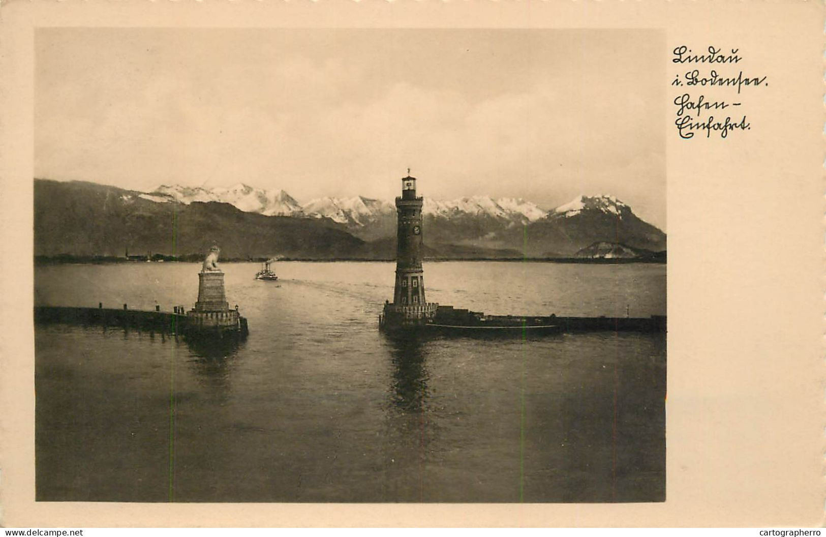 Germany Lindau Am Bodensee Harbour Entrance, Lighthouse And Vessel - Lindau A. Bodensee