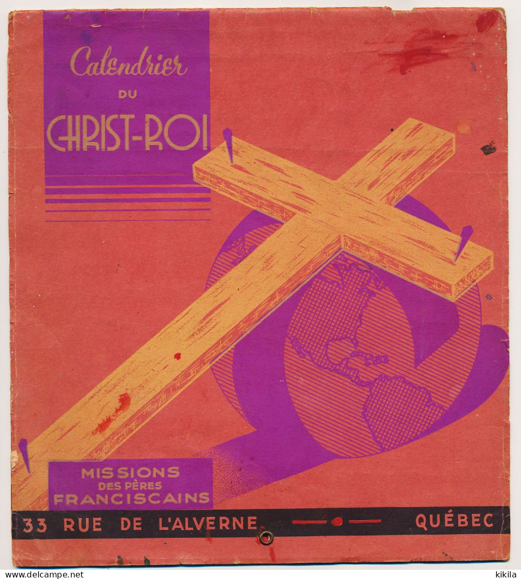 Calendrier Du CHRIST-ROI 1940 Missions Des Frères Franciscains Québec 1 Illustration Couleur Par Mois - Grand Format : 1921-40