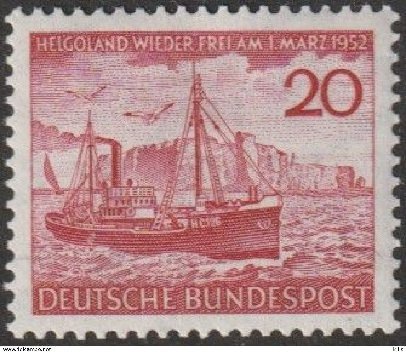 BRD: 1952, Mi. Nr. 152, 20 Pfg. Rückgabe Der Insel Helgoland.  **/MNH - Ungebraucht