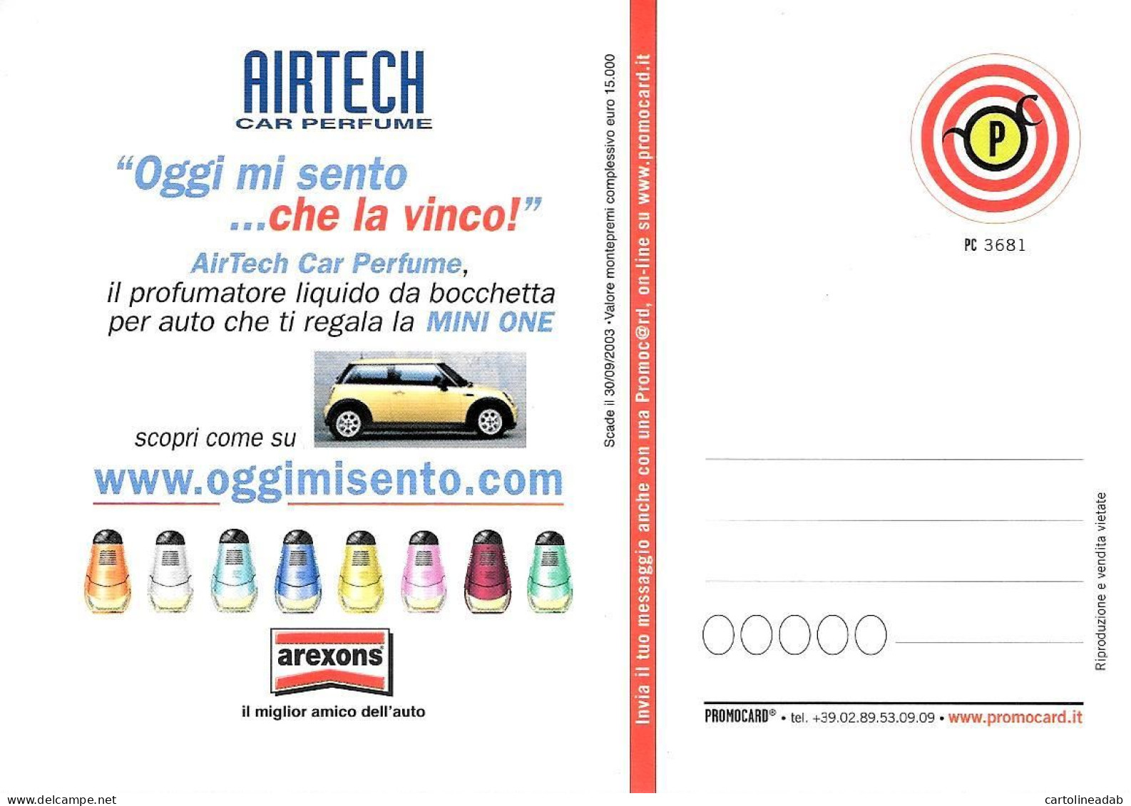 [MD9538] CPM - AREXONS - AIRTECH CAR PARFUME - PROMOCARD 3681 - PERFETTA - Non Viaggiata - Advertising