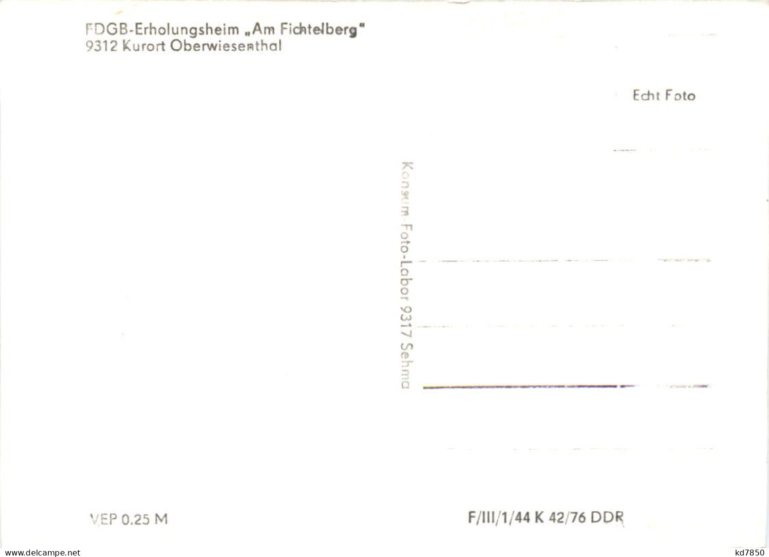 Oberwiesenthal - FDGB Erholungsheim Am Fichtelberg - Oberwiesenthal