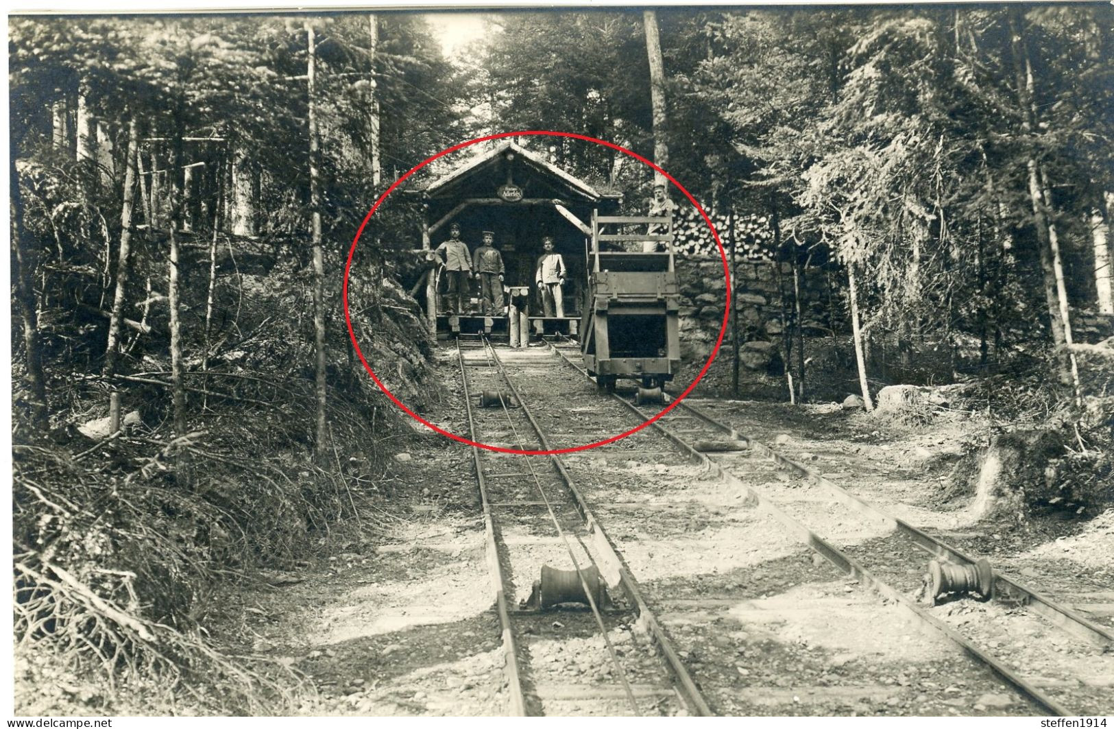 RAR ! Allemande Photo / Rheinisches Jägerbataillon Nr.8 / Drahtseilbahn Förderbahn Allarmont Lusse Vosges 1-2 WWI 14-18 - Sonstige & Ohne Zuordnung