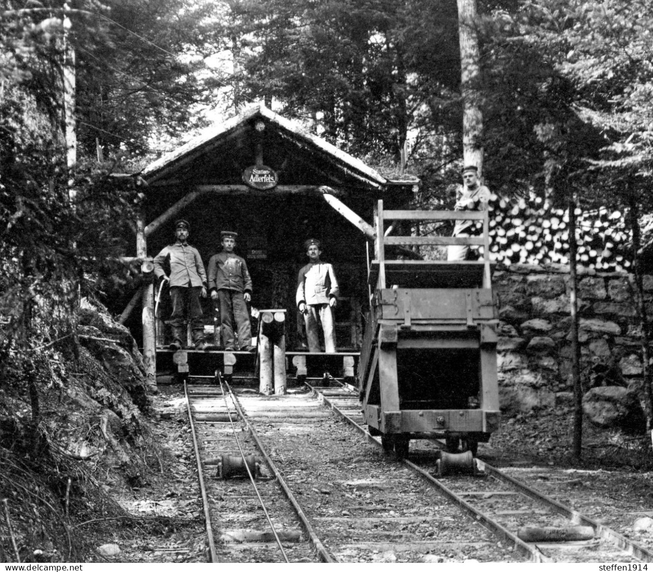 RAR ! Allemande Photo / Rheinisches Jägerbataillon Nr.8 / Drahtseilbahn Förderbahn Allarmont Lusse Vosges 1-2 WWI 14-18 - Other & Unclassified