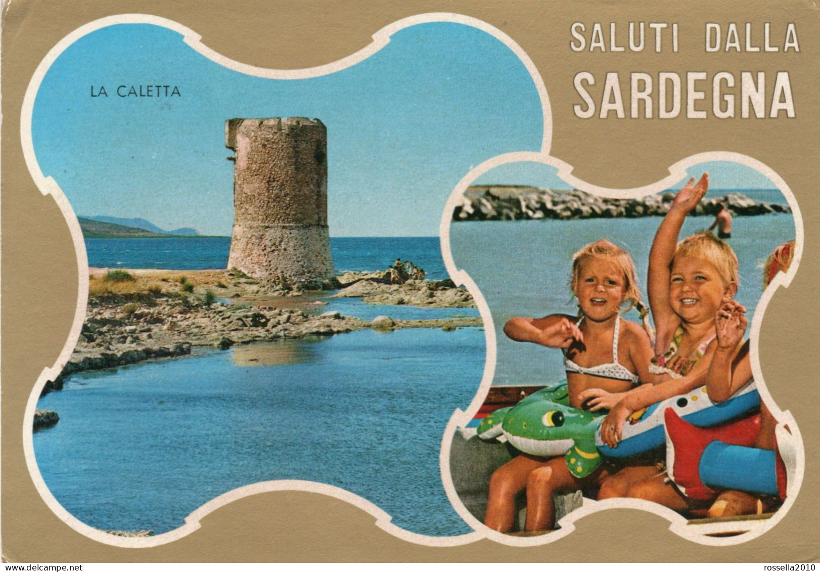 CARTOLINA 1980 ITALIA SARDEGNA NUORO SINISCOLA CALETTA SALUTI VEDUTINE  Italy Postcard ITALIEN Ansichtskarten - Greetings From...