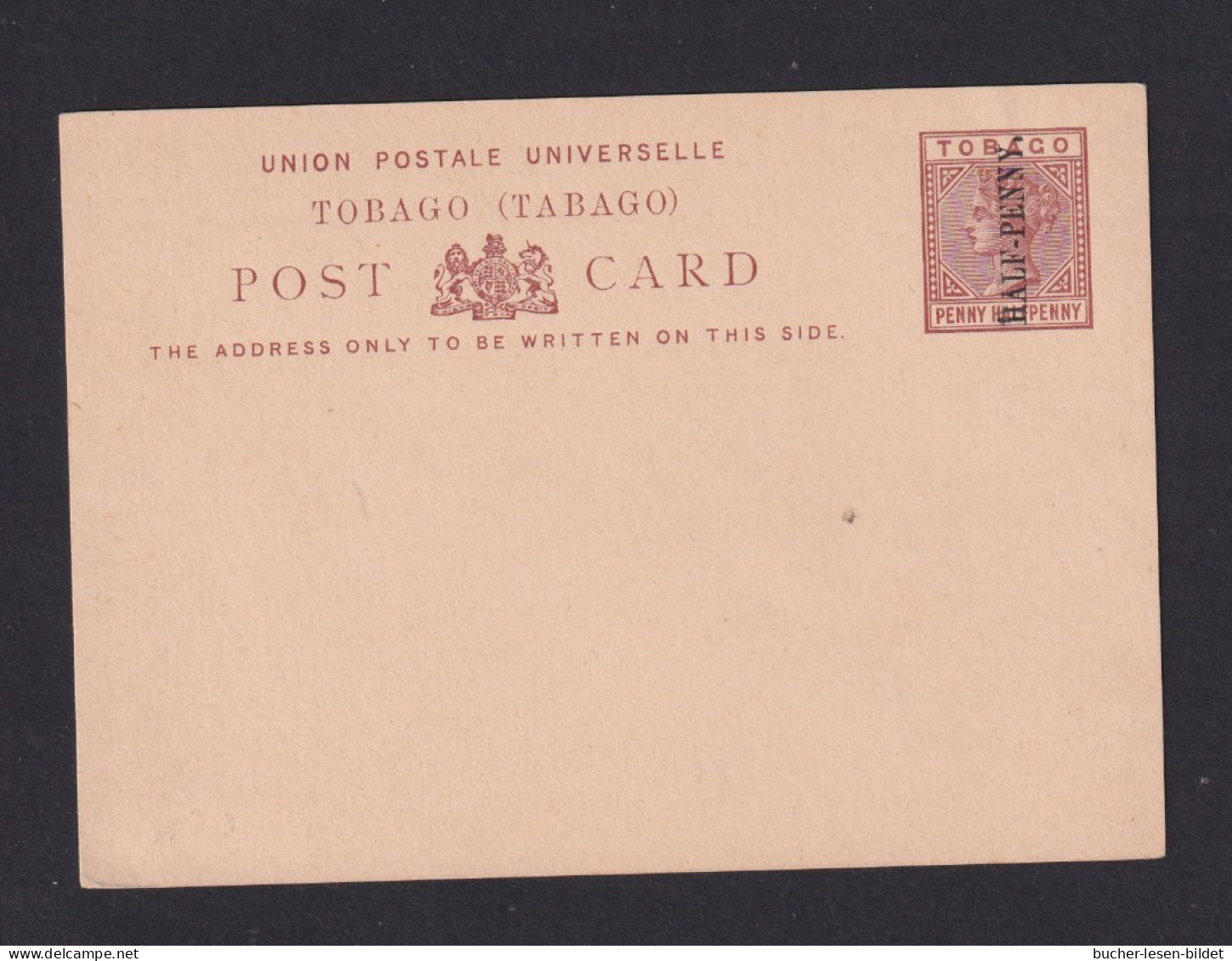 1 1/2 P. Tobago-Ganzsache Mit Aufdruck "Half-Penny" (P 3) - Ungebraucht - Trinidad En Tobago (...-1961)