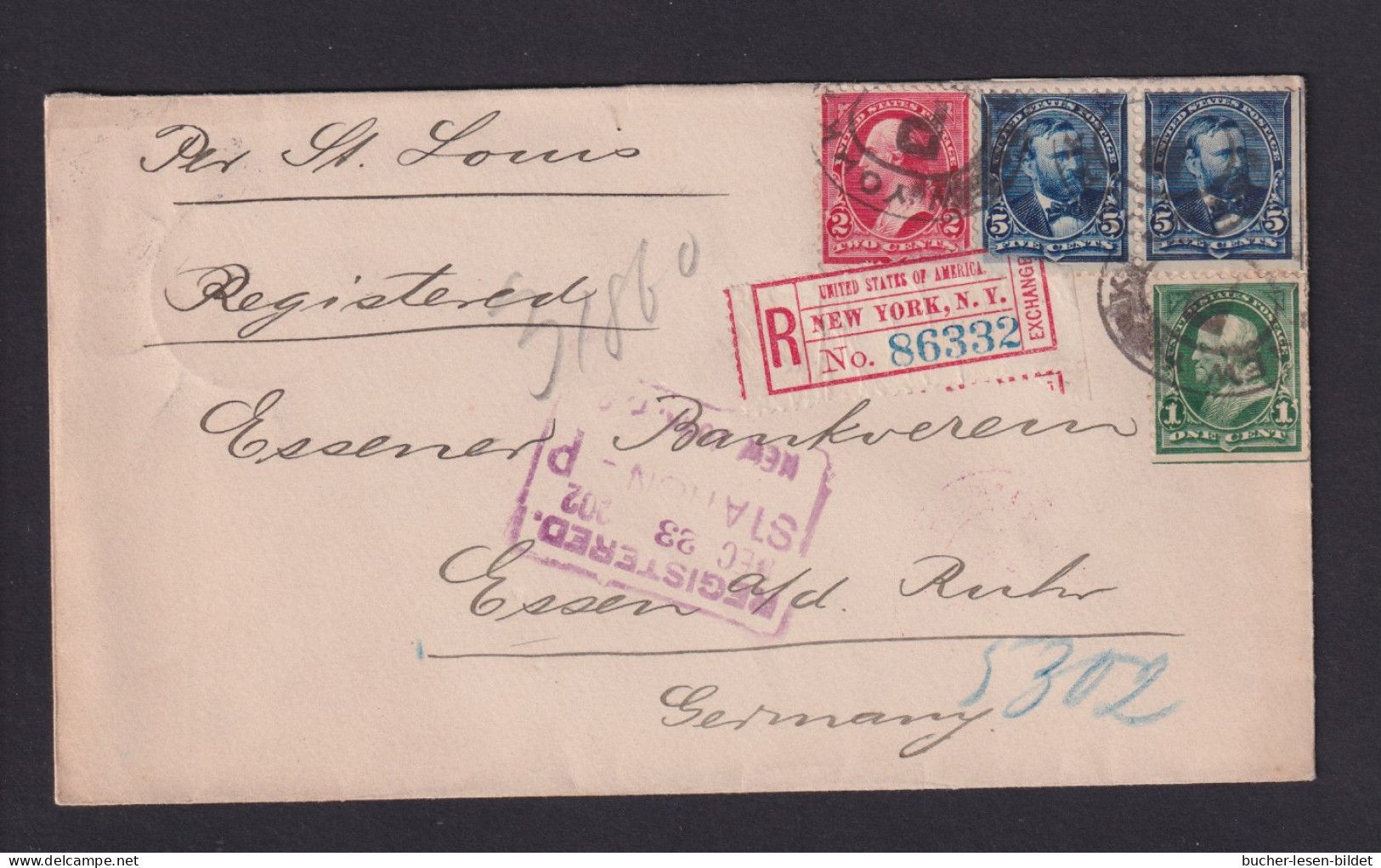 1903 - 13 C. Frankatur Auf Einschreibbbrief Ab New York Nach Essen - Storia Postale