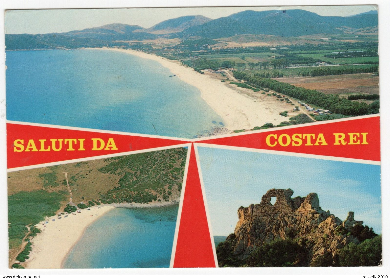 CARTOLINA 1984 ITALIA SARDEGNA CAGLIARI MURAVERI COSTA REI SALUTI VEDUTINE  Italy Postcard ITALIEN Ansichtskarten - Gruss Aus.../ Gruesse Aus...