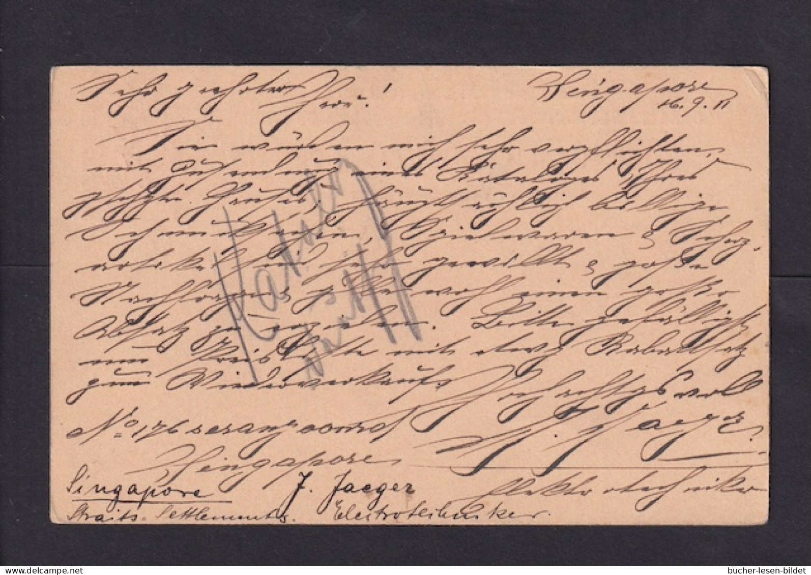 1911 - 3 C. Ganzsache (P 15) Ab Singapore Nach Berlin - Straits Settlements