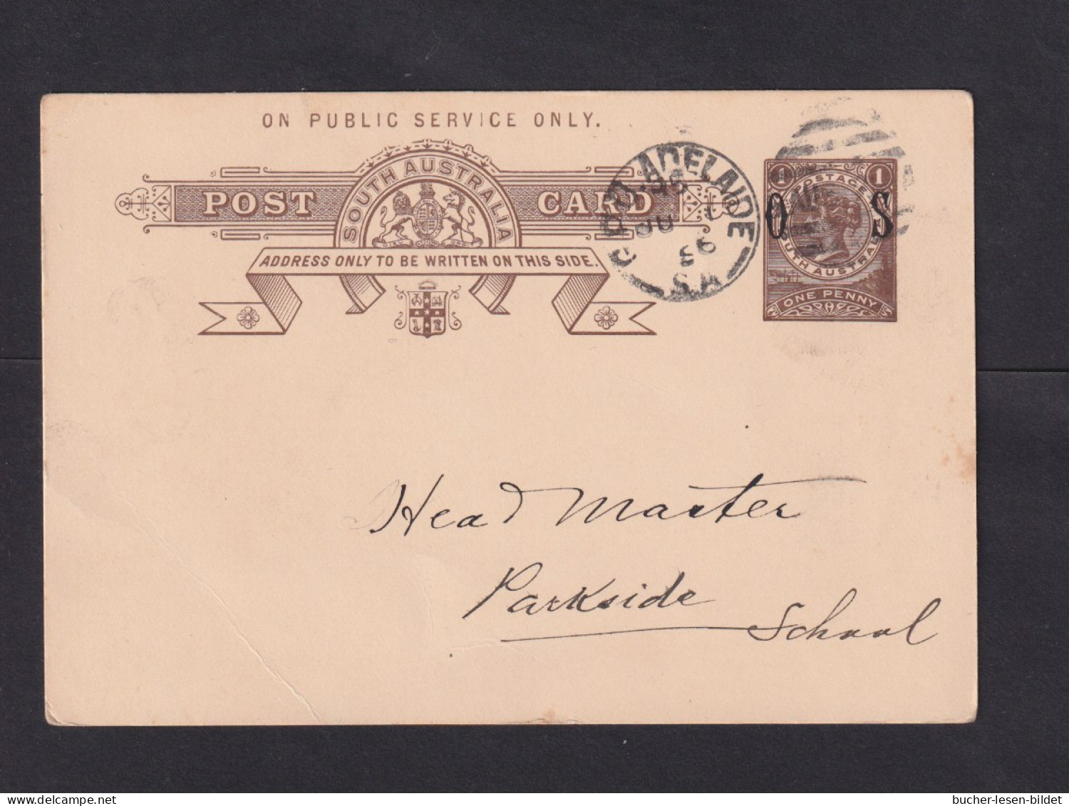 1895 - 1 P. Ganzsache Mit OS-Aufdruck - Ab Adelaide  - Storia Postale