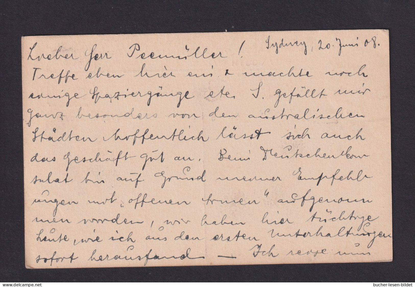 1908 - 1 P. Ganzsache Mt 1/2 P. Unterrand Zufrankiert Ab Sydney Nach SAMOA - Cartas & Documentos