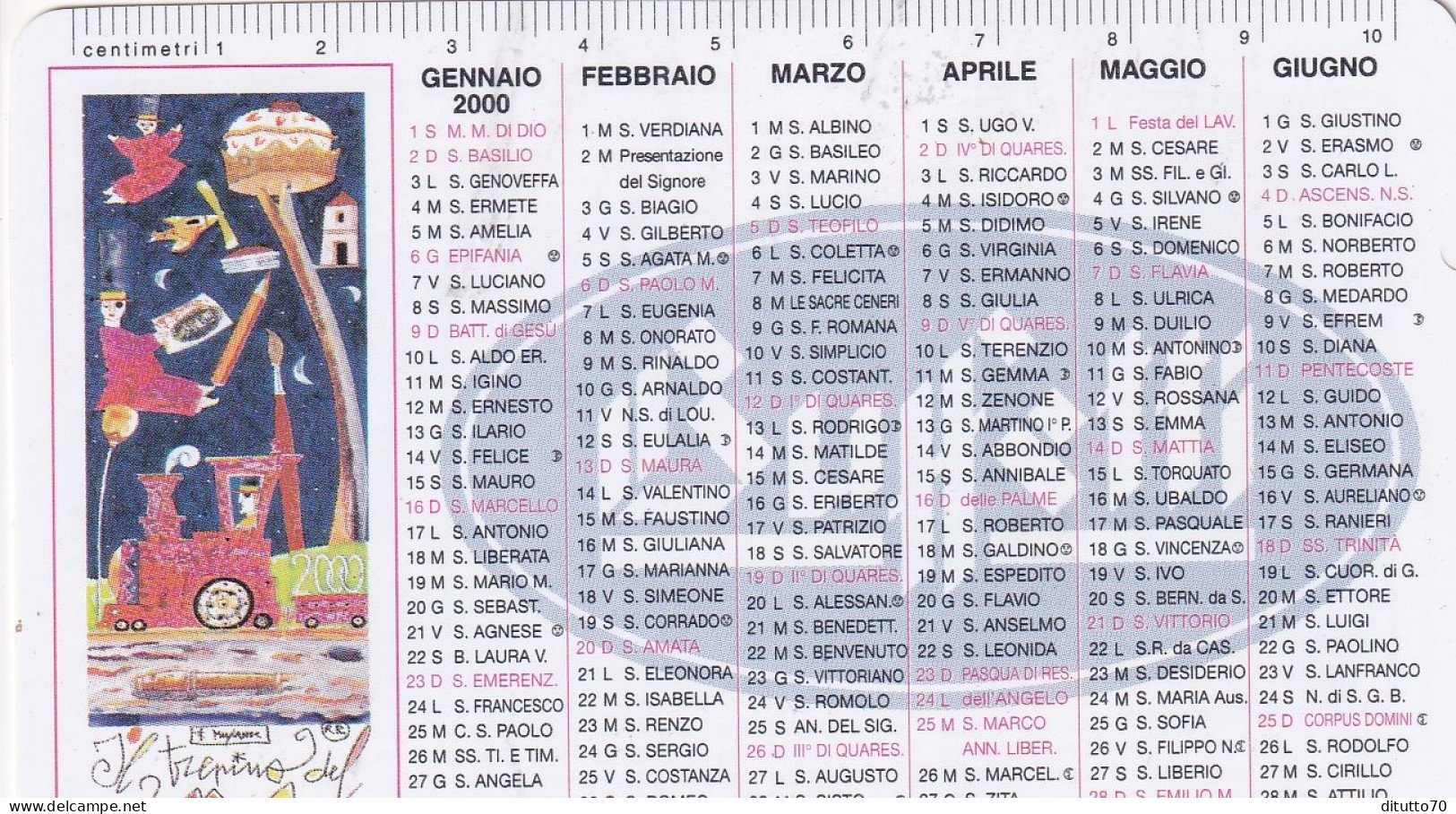 Calendarietto - Buffetti - Anno 2000 - Tamaño Pequeño : 1991-00