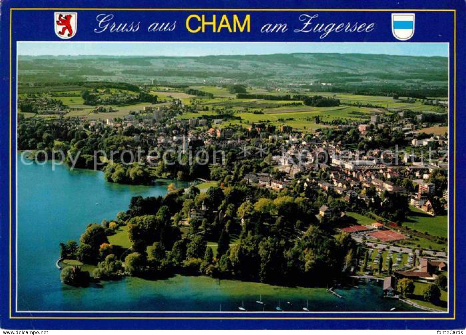 12668688 Cham ZG Fliegeraufnahme Mit Zugersee Cham - Other & Unclassified