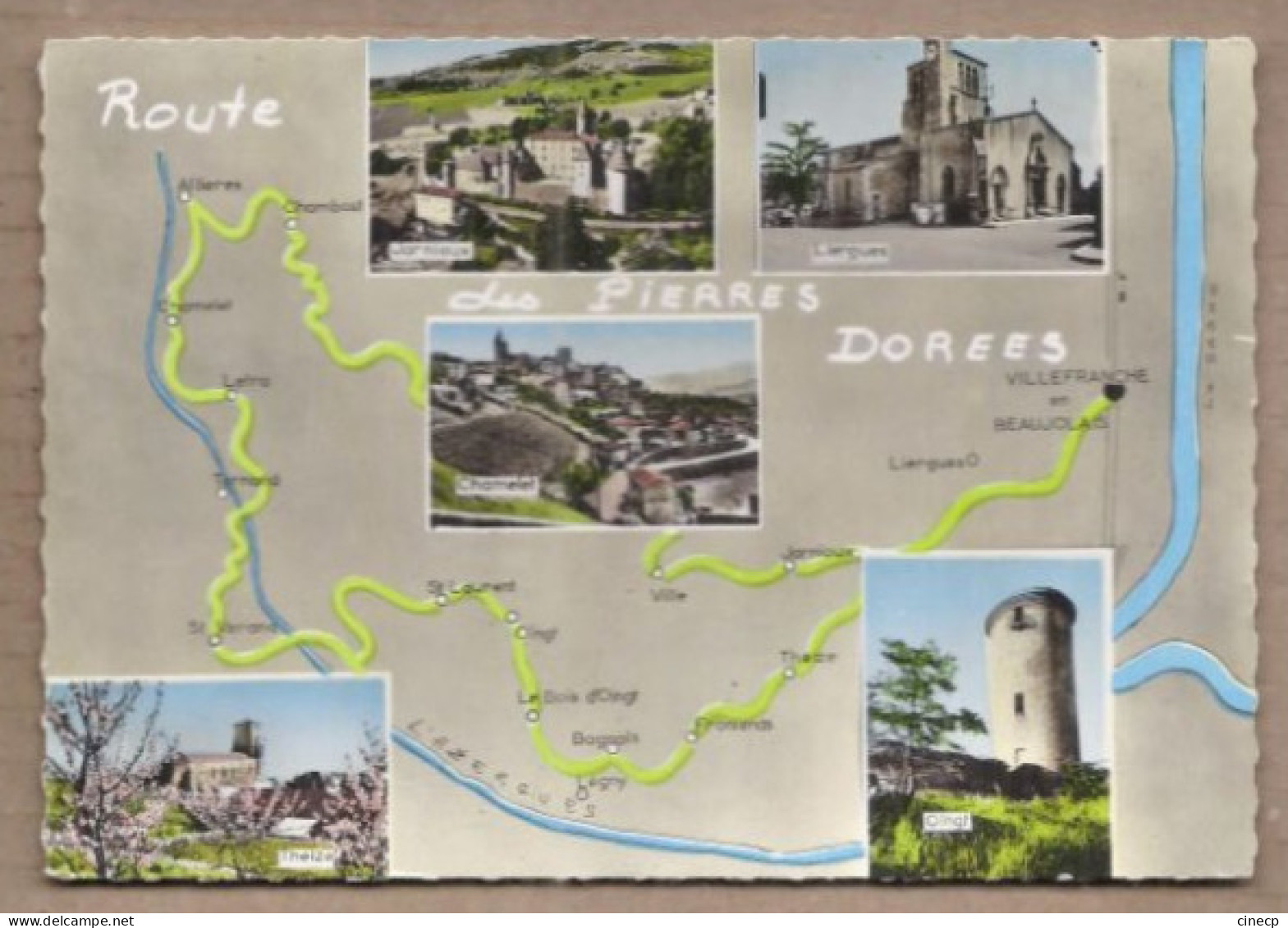 CPSM 69 - RHONE - Route Des Pierres Dorées - TB CP Carte Géographique Mulrivue Dont THEIZE , LIERGUES , OINGT JARNOUX - Other & Unclassified