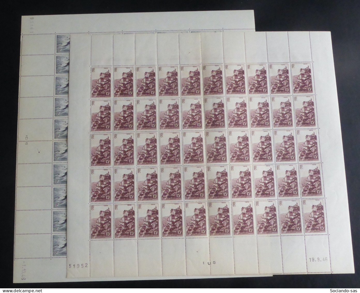 FRANCE - 1946 - N°YT. 763 Et 764 - Sites - Paire En Feuilles Complètes - Neuf Luxe ** / MNH - Full Sheets