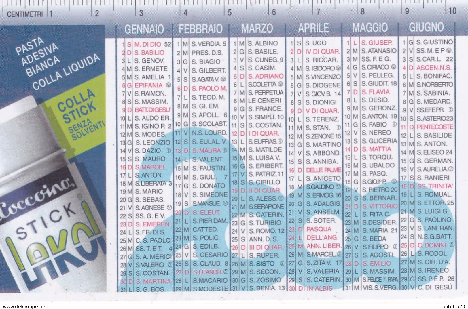 Calendarietto - Coccoina - Stick Lakol - Anno 2000 - Formato Piccolo : 1991-00