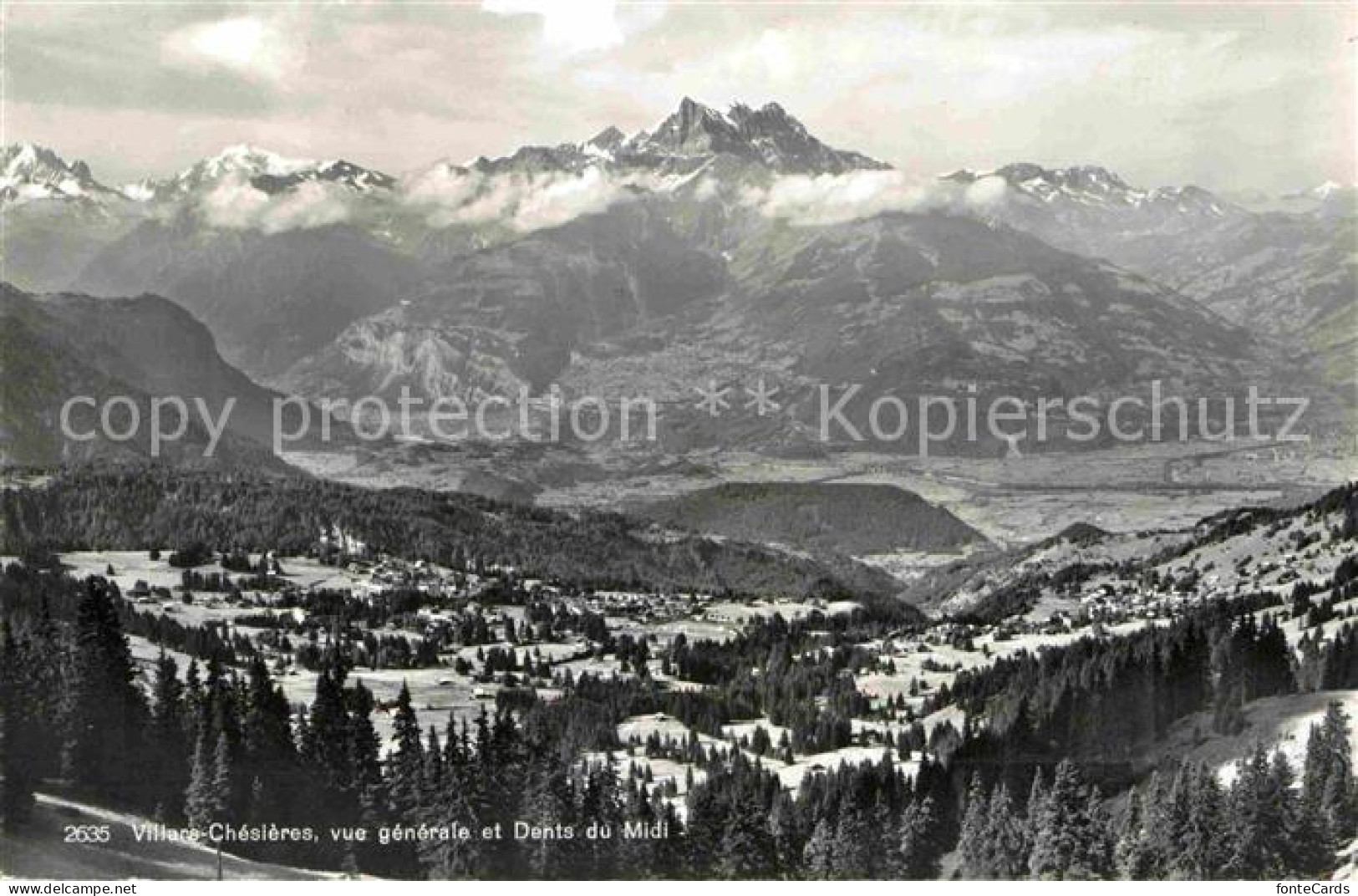 12666204 Villars Chesieres Vue Generale Et Les Dents Du Midi Alpenpanorama Villa - Other & Unclassified