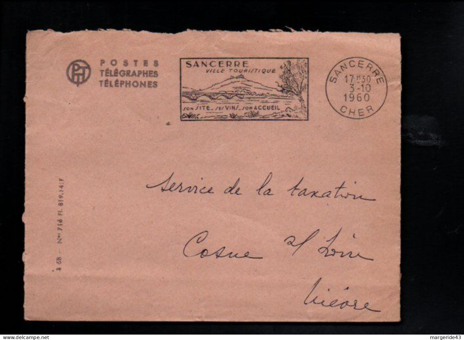 LETTRE EN FRANCHISE DE SANCERRE CHER 1960 - Civil Frank Covers