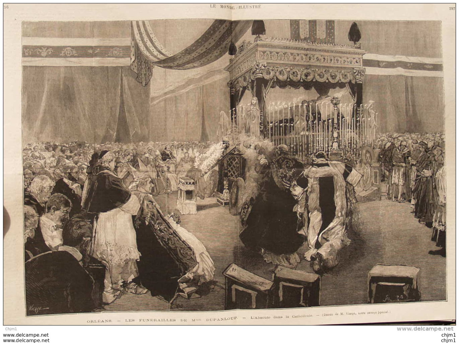Orléans - Les Funérailles De Mgr Dupanloup - L'absoute Dans La Cathédrale - Page Original 1878 - Documents Historiques