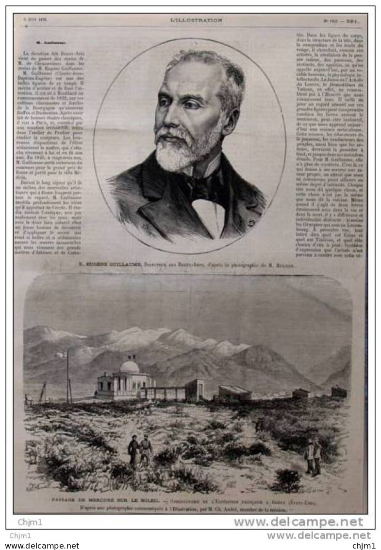 Passage De Mercure Sur Le Soleil - Observatoire à Ogden - Page Original  1878 - Documents Historiques