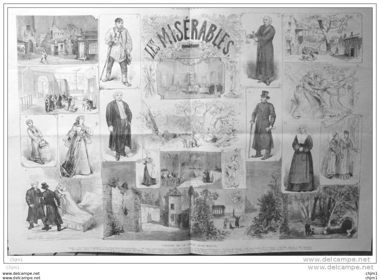 Théâtre De La Porte Saint-Martin - "Les Miserables" - Page Original 1878 - Documents Historiques