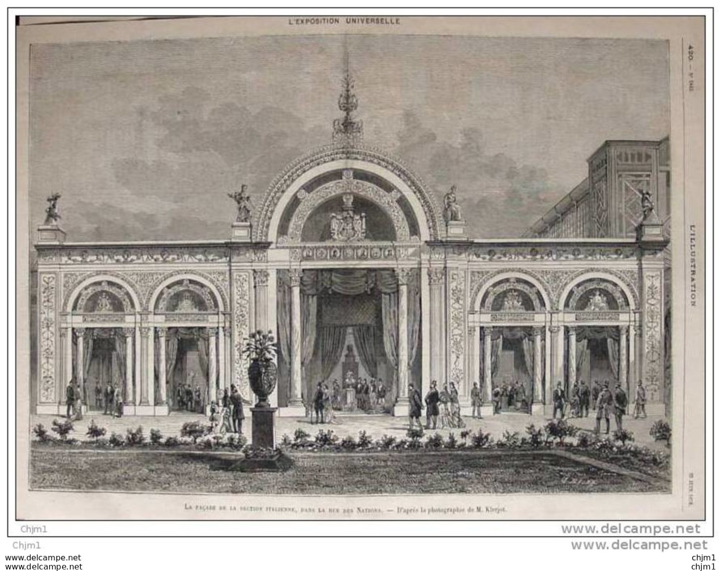 Exposition Universelle De 1878 - Paris - Facade De La Section Italienne - Page Original - 1878 - Historische Dokumente