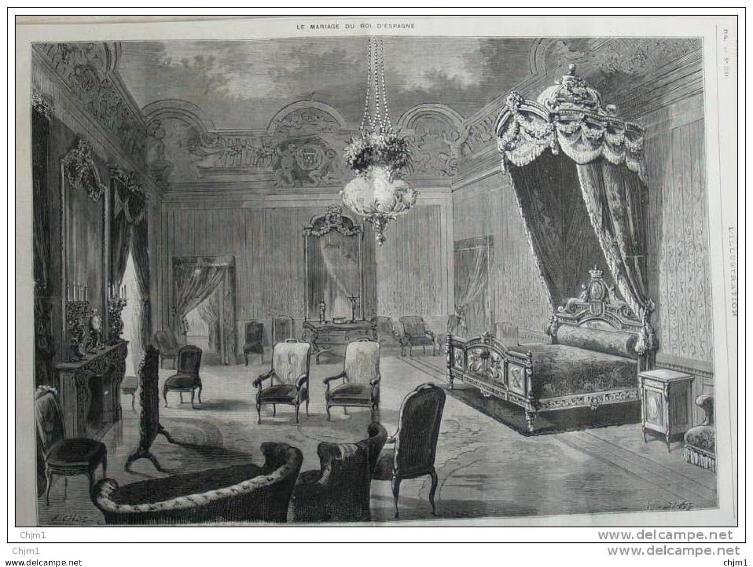 Espagne - Madrid - La Chambre Nuptiale Au Palais Royal - Mariage Du Roi D&acute;Espagne - Page Original - 1878 - Historische Dokumente
