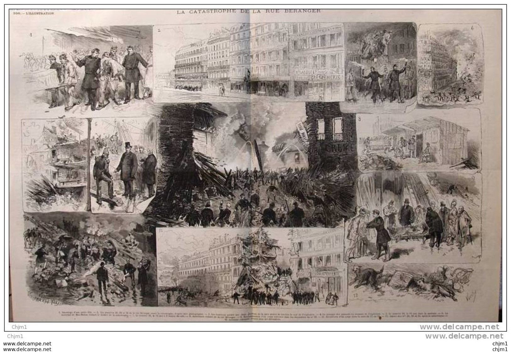 La Catastrophe De La Rue Béranger  - Page Original  1878 - Historische Dokumente