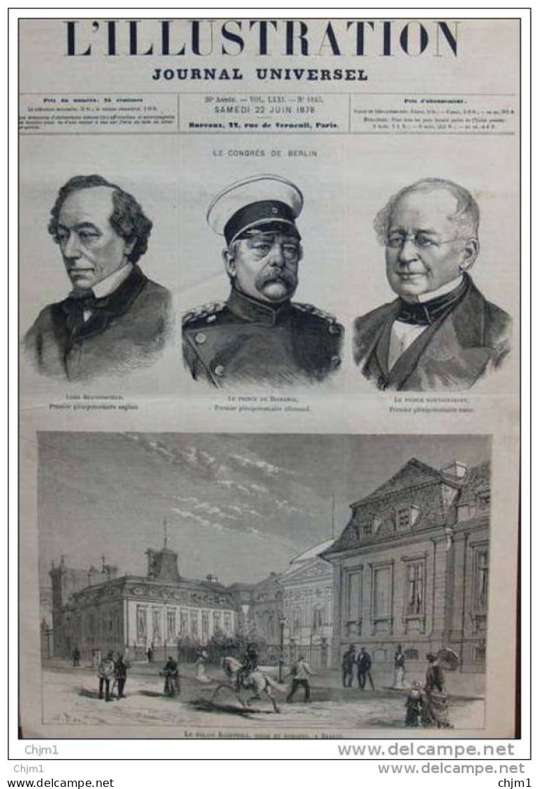 Lord Beaconsfield - Prince De Bismarck - Prince Gortschakoff - Palais Radiziwill à Berlin - Page Original - 1878 - Historische Dokumente