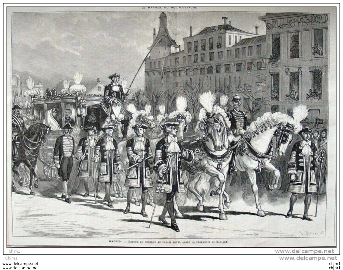 Madrid - Retour Du Cortège Au Palais Royal Après La Cérémonie Du Mariage - Page Original - 1878 - Historische Dokumente