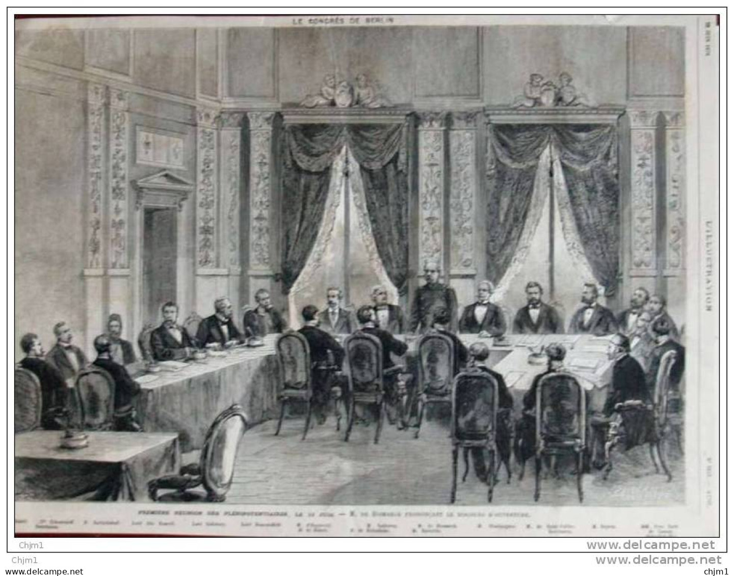 M. D&acute;Oubril - Lord Russell - Lord Beaconsfield - Prince De Bismarck - M. De Hohenlohe - Page Original - 1878 - Historische Dokumente