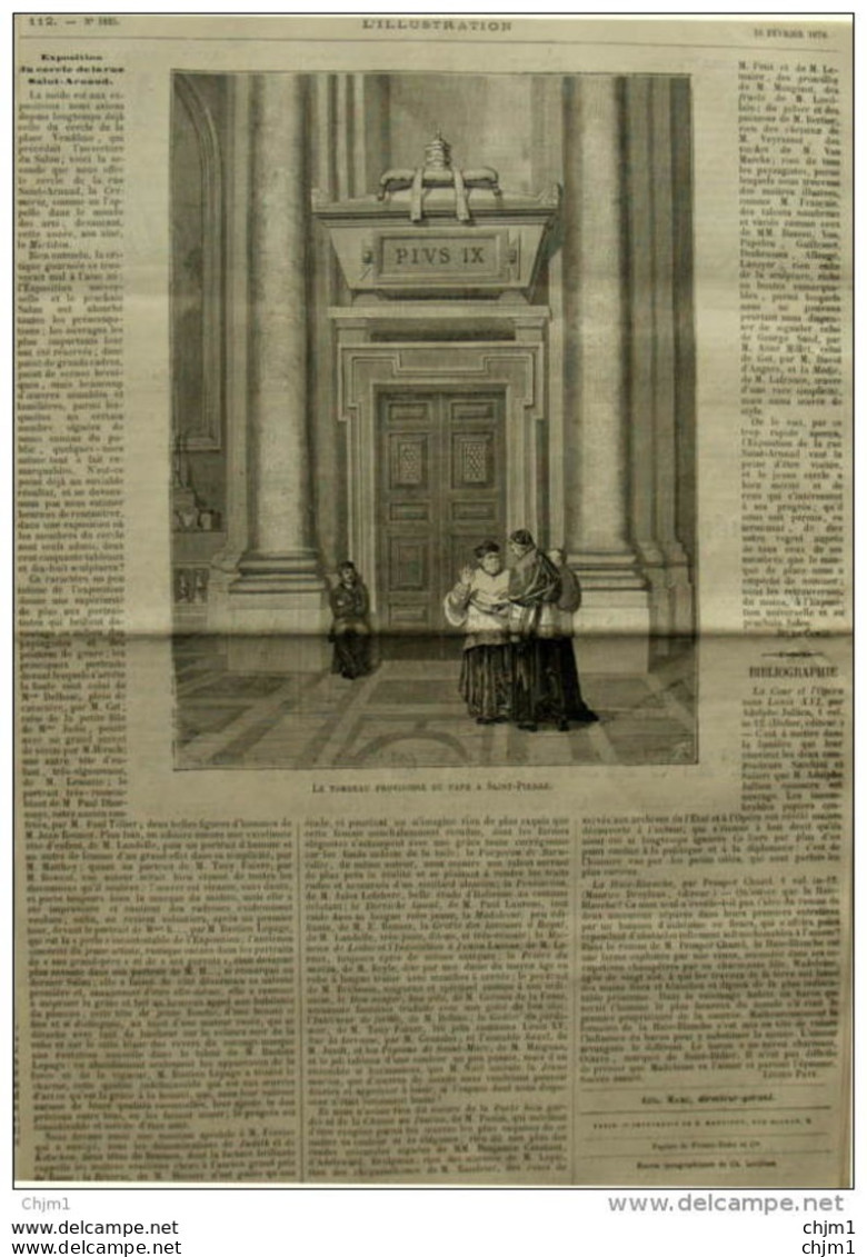 Le Tombeau Provisiore Du Pape à Saint-Pierre -  Page Original - 1878 - Historische Dokumente