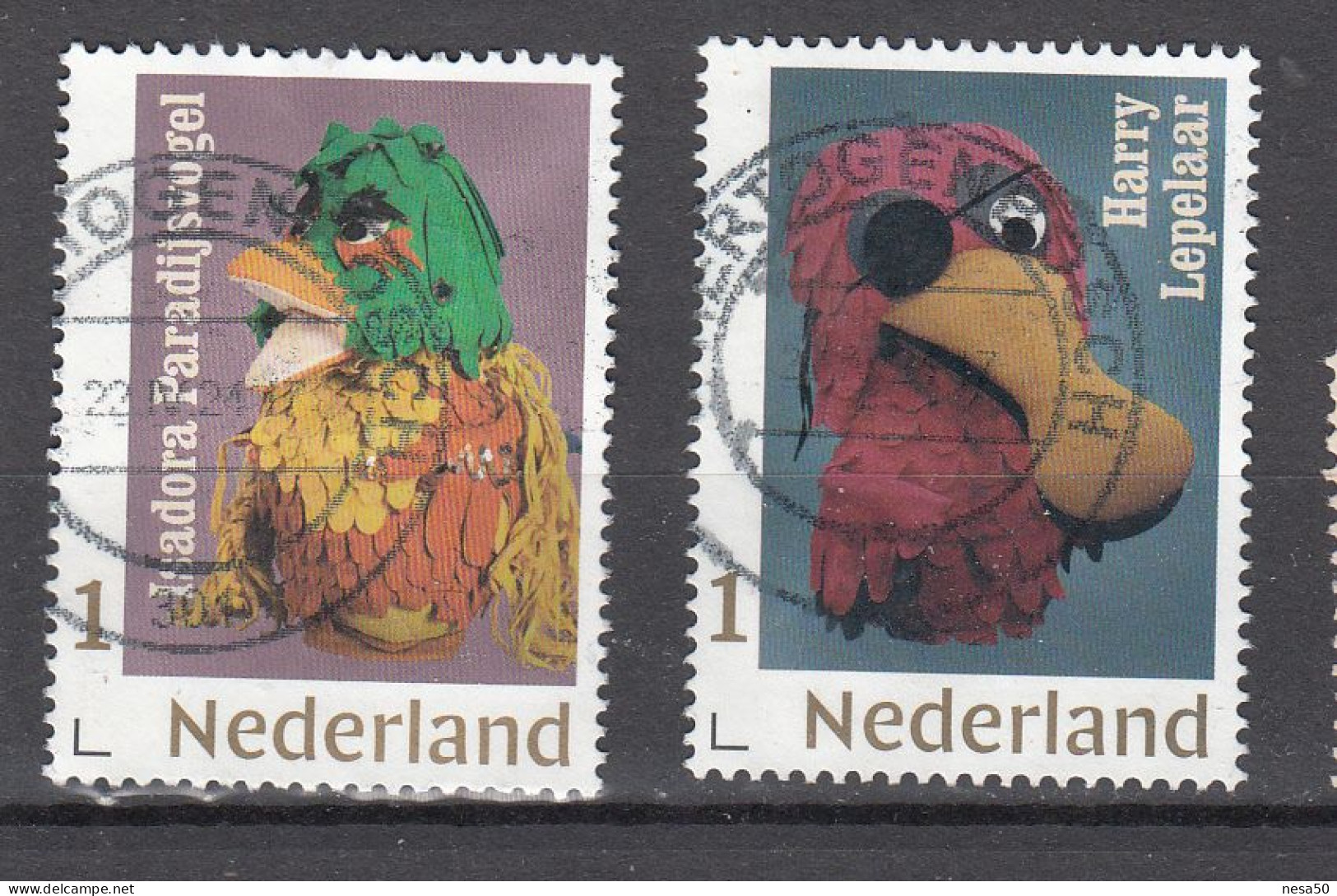 Nederland Persoonlijke Zegels: Fabeltjeskrant: Isadora Paradijsvogel + Harry Lepelaar, Gestempeld - Oblitérés